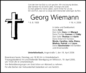 Anzeige von Georg Wiemann von MGO