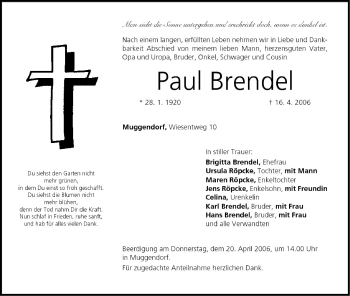 Anzeige von Paul Brendel von MGO