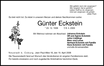 Anzeige von Günter Eckstein von MGO