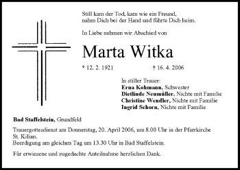 Anzeige von Marta Witka von MGO