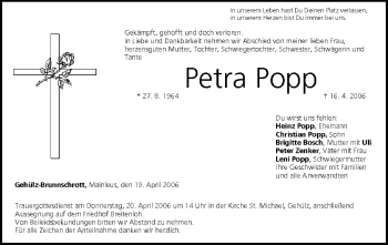 Anzeige von Petra Popp von MGO