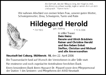 Anzeige von Hildegard Herold von MGO