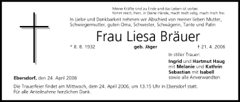 Anzeige von Liesa Bräuer von MGO