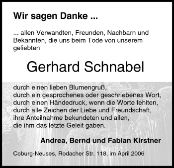 Anzeige von Gerhard Schnabel von MGO