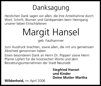 Anzeige von Margit Hansel von MGO