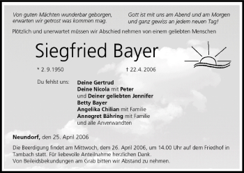Anzeige von Siegfried Bayer von MGO