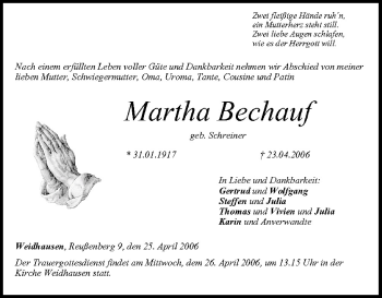 Anzeige von Martha Bechauf von MGO