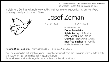 Anzeige von Josef Zeman von MGO