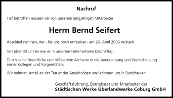 Anzeige von Bernd Seifert von MGO