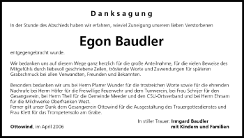 Anzeige von Egon Baudler von MGO