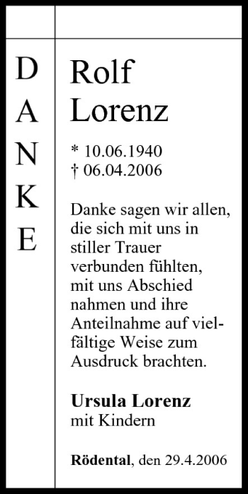 Anzeige von Rolf Lorenz von MGO