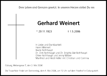 Anzeige von Gerhard Weinert von MGO