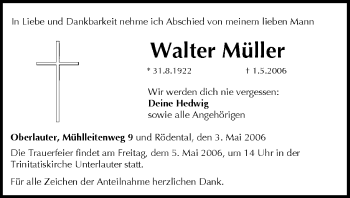 Anzeige von Walter Müller von MGO