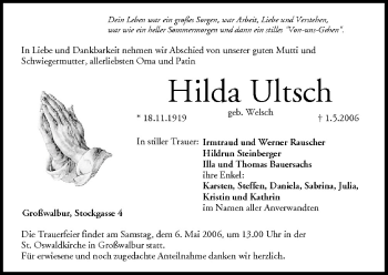 Anzeige von Hilda Ultsch von MGO