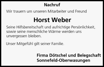 Anzeige von Horst Weber von MGO