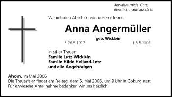 Anzeige von Anna Angermüller von MGO