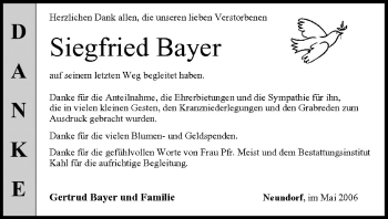 Anzeige von Siegfried Bayer von MGO