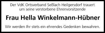 Anzeige von Hella Winkelmann-Hübner von MGO