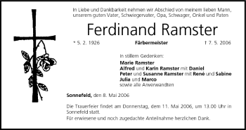 Anzeige von Ferdinand Ramster von MGO