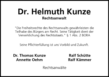 Anzeige von Helmuth Kunze von MGO
