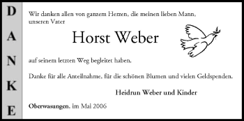 Anzeige von Horst Weber von MGO