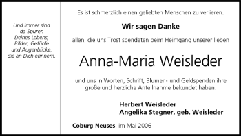 Anzeige von Anna-Maria Weisleder von MGO