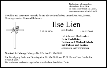 Anzeige von Ilse Lien von MGO