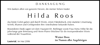 Anzeige von Hilda Roos von MGO