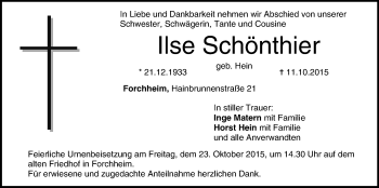 Anzeige von Ilse Schönthier von MGO