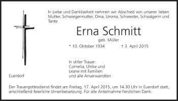 Anzeige von Erna Schmitt von MGO