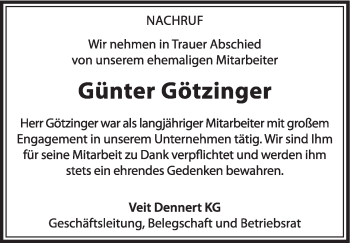 Anzeige von Günther Götzinger von MGO