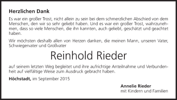 Anzeige von Reinhold Rieder von MGO