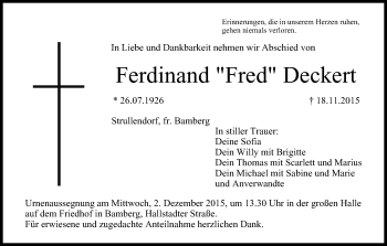 Anzeige von Ferdinand Deckert von MGO