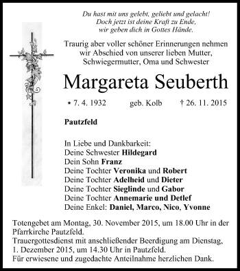 Anzeige von Margareta Seuberth von MGO