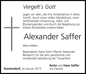 Anzeige von Alexander Saffer von MGO