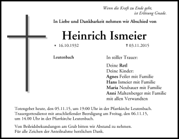 Anzeige von Heinrich Ismeier von MGO