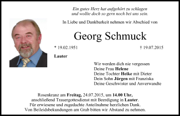 Anzeige von Georg Schmuck von MGO
