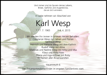 Anzeige von Karl Wesp von MGO
