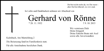 Anzeige von Gerhard von Rönne von MGO