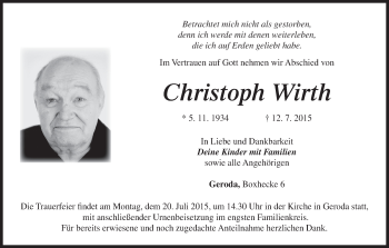 Anzeige von Christoph Wirth von MGO