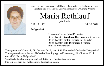 Anzeige von Maria Rothlauf von MGO