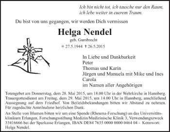 Anzeige von Helga Nendel von MGO
