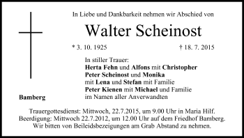 Anzeige von Walter Scheinost von MGO