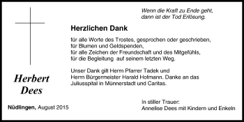 Anzeige von Herbert Dees von MGO