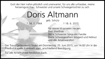 Anzeige von Doris Altmann von MGO