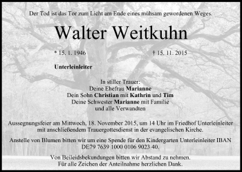 Anzeige von Walter Weitkuhn von MGO