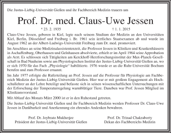 Anzeige von Claus-Uwe Jessen von MGO