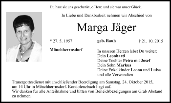 Anzeige von Marga Jäger von MGO