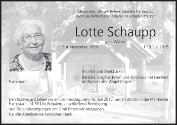 Anzeige von Lotte Schaupp von MGO