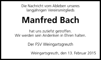 Anzeige von Manfred Bach von MGO